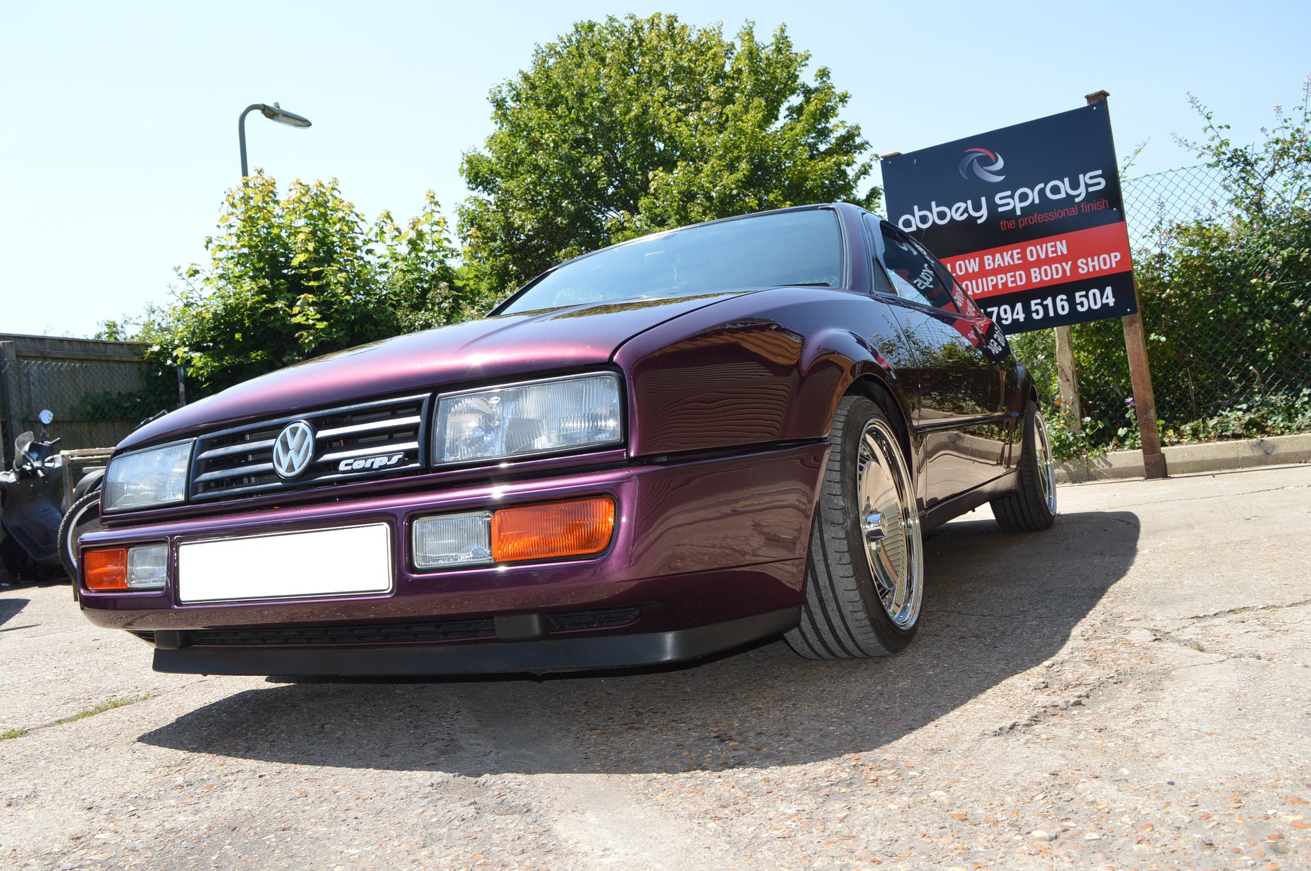 Vehicle respray in the spray booth at Abbey Sprays, Romsey